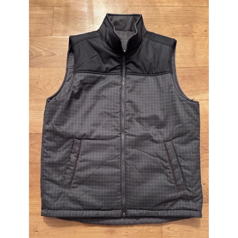 Tommy Bahama Reversible Vest Grey And Plaid Patterns Full Zip Medium - Picture 5 of 9